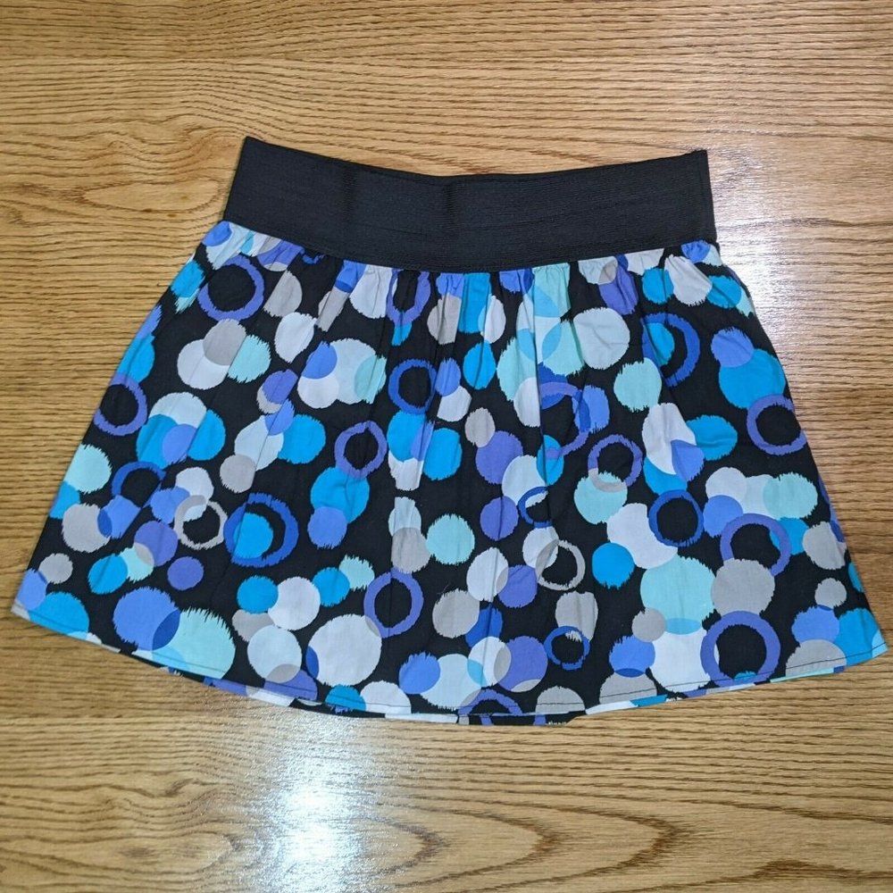 HeartSoul Spring Skirt Black Blue White Dots Elastic Waist Size Women's Medium